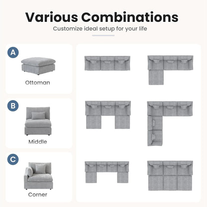 Modular Down Cloud U-Shaped Sectional Sofa