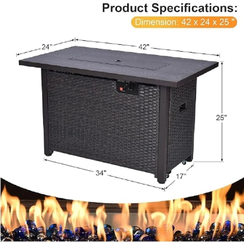7-Piece Outdoor Patio Sectional with Fire Pit Table