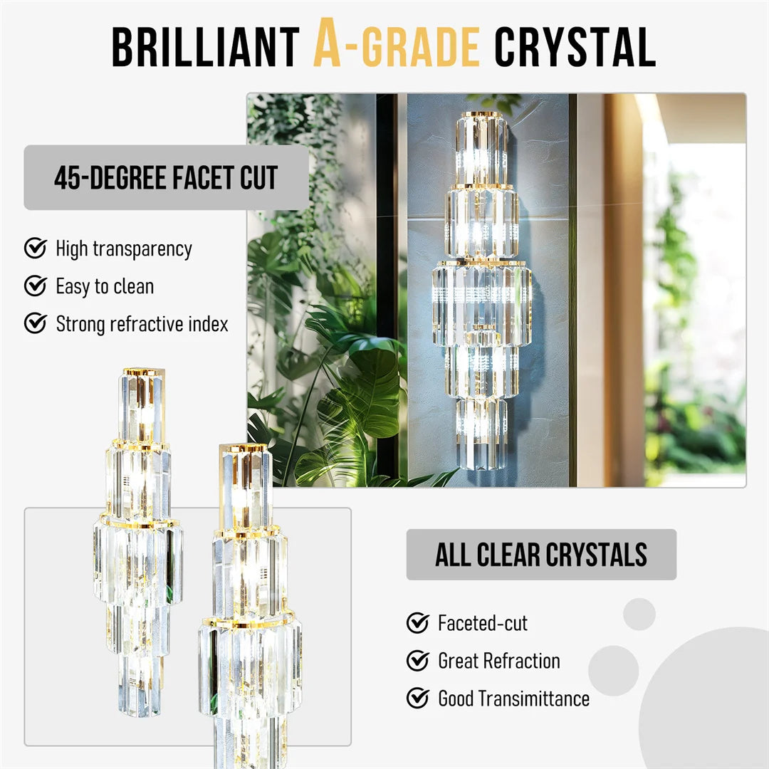 Modern Crystal Wall Sconce Light Fixture