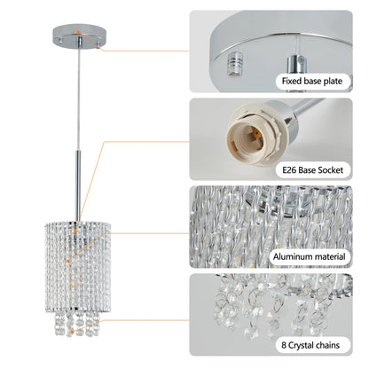 Modern Crystal Pendant Light 3-Pack Adjustable Ceiling Fixture