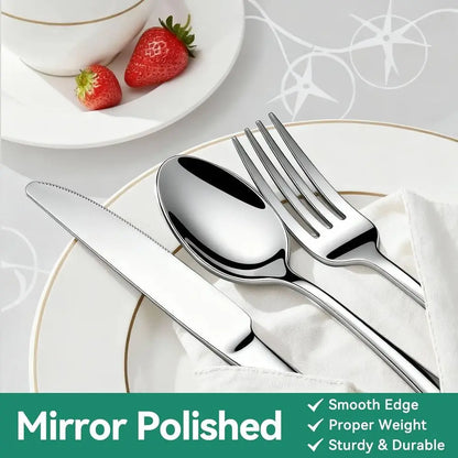 49 Piece Stainless Steel Silverware Set with Organizer