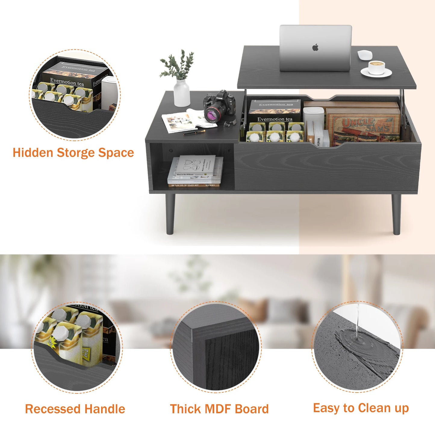 Lift Top Coffee Table Desk Adjustable