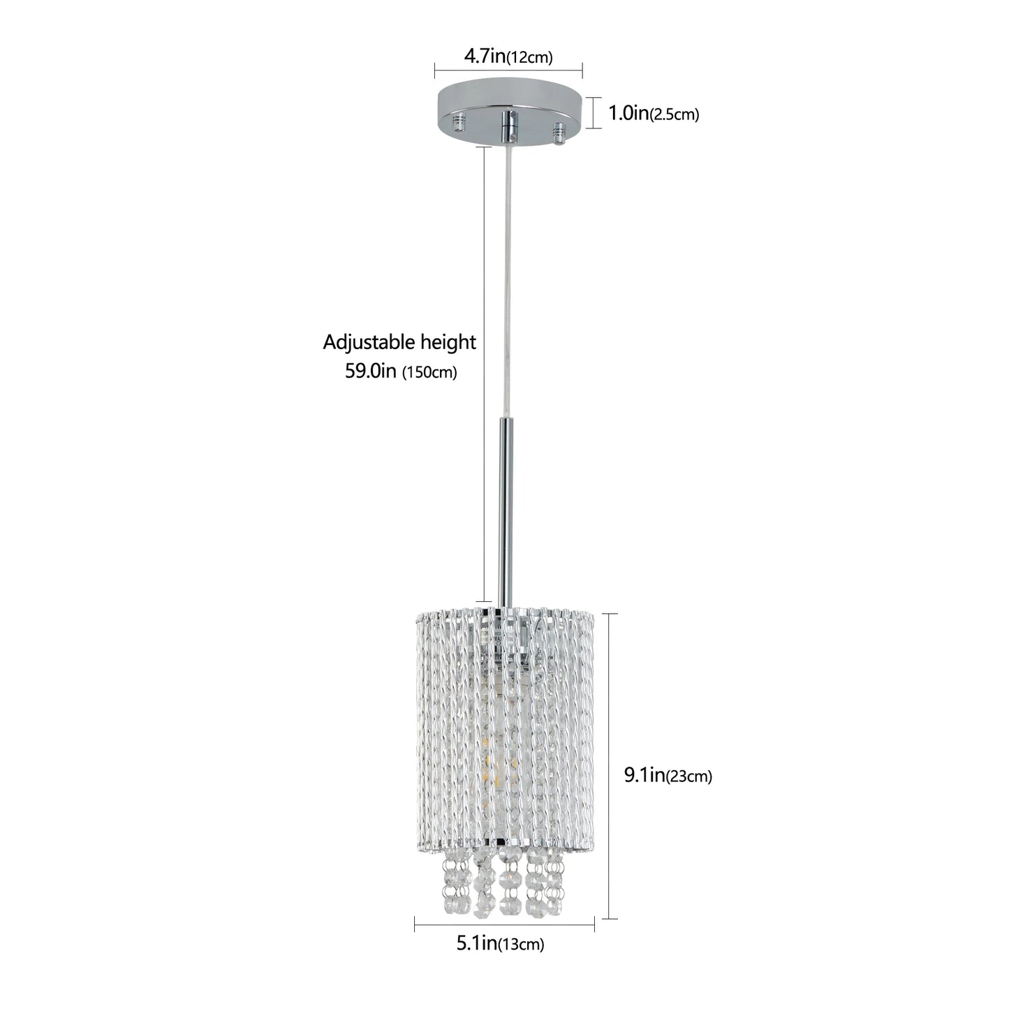 Modern Crystal Pendant Light 3-Pack Adjustable Ceiling Fixture