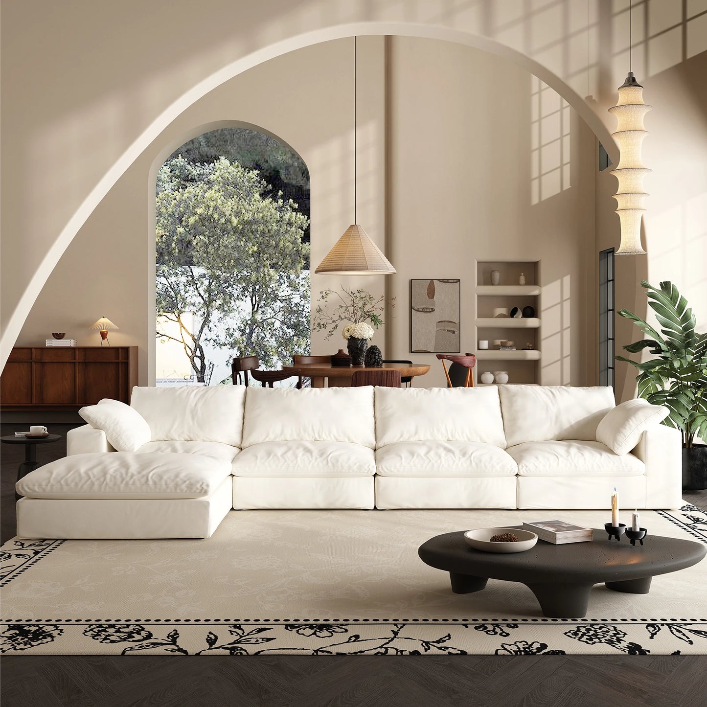 Oversized Modular Cloud Sectional Sofa with Ottoman