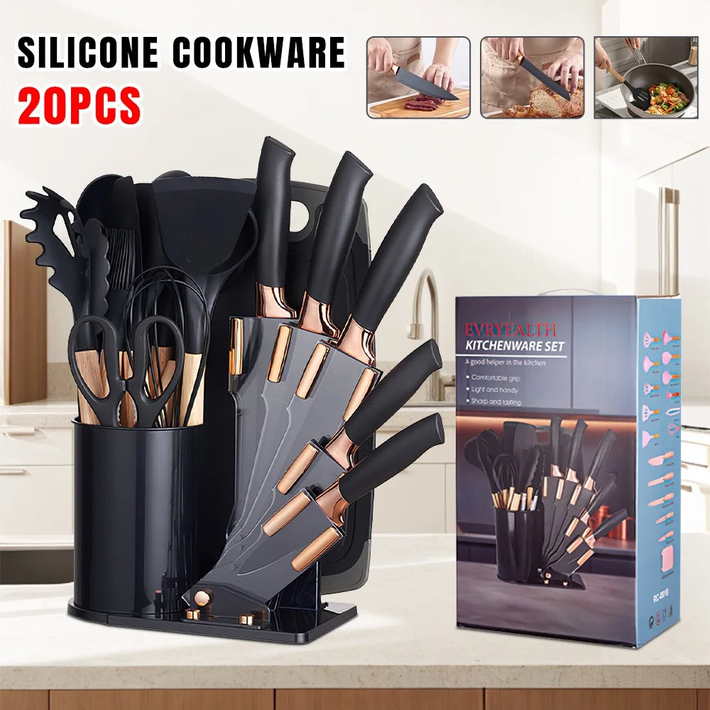 Modern Silicone Cooking Utensil Set with Holder