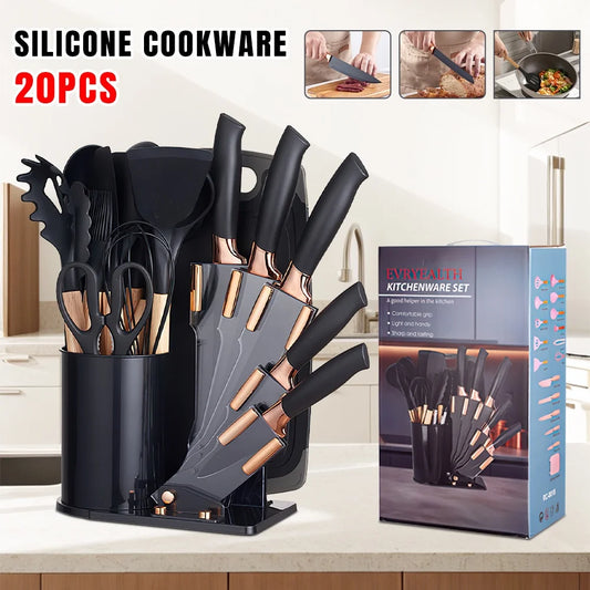 Modern Silicone Cooking Utensil Set with Holder