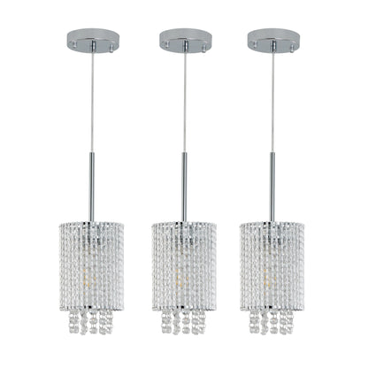 Modern Crystal Pendant Light 3-Pack Adjustable Ceiling Fixture