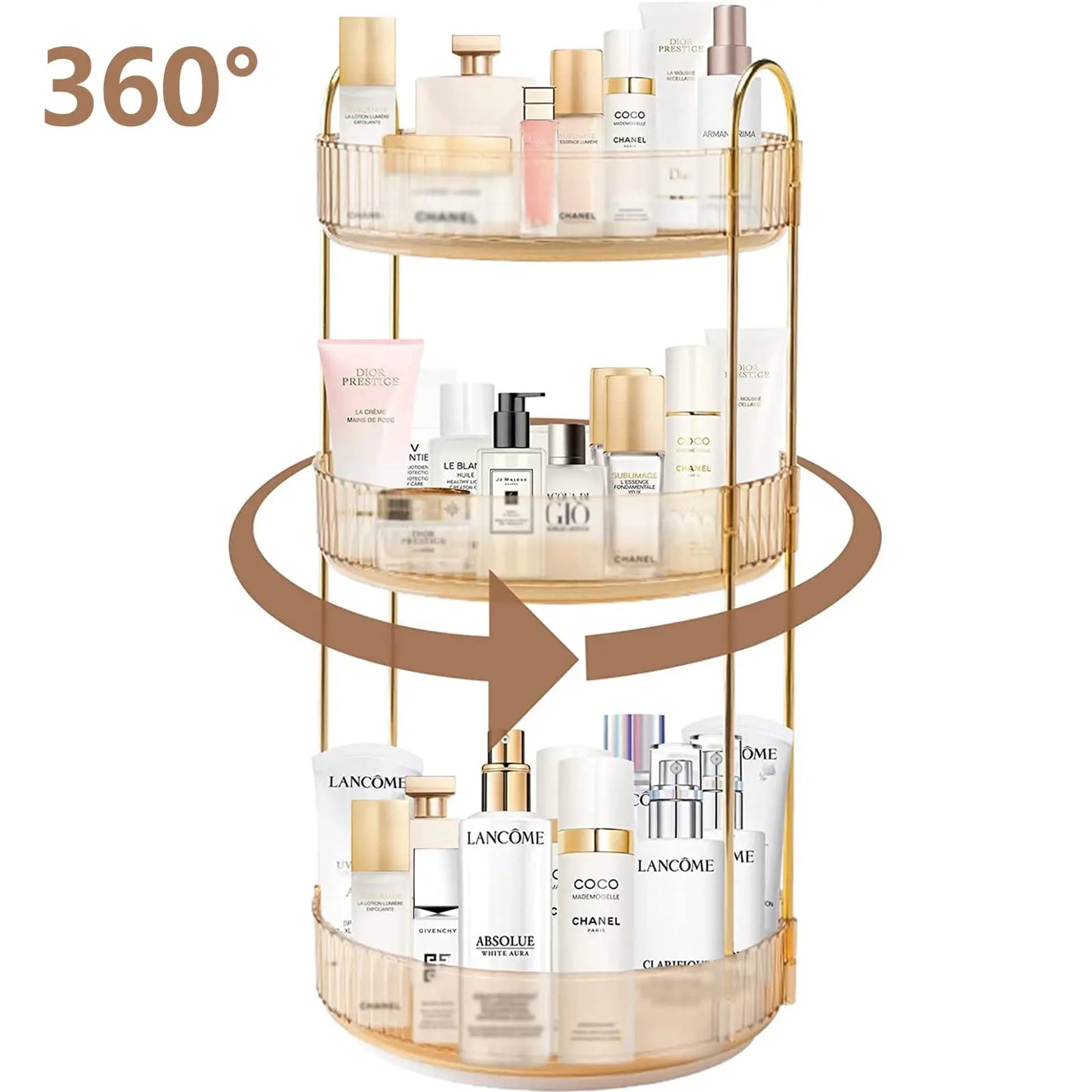 3-Tier Rotating Makeup Organizer Storage Rack