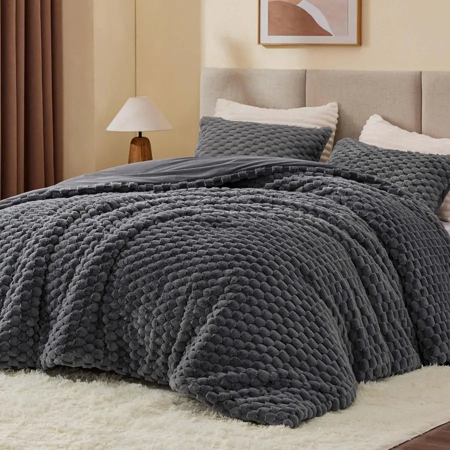 Fluffy Queen Comforter Set Soft Luxury Bedding