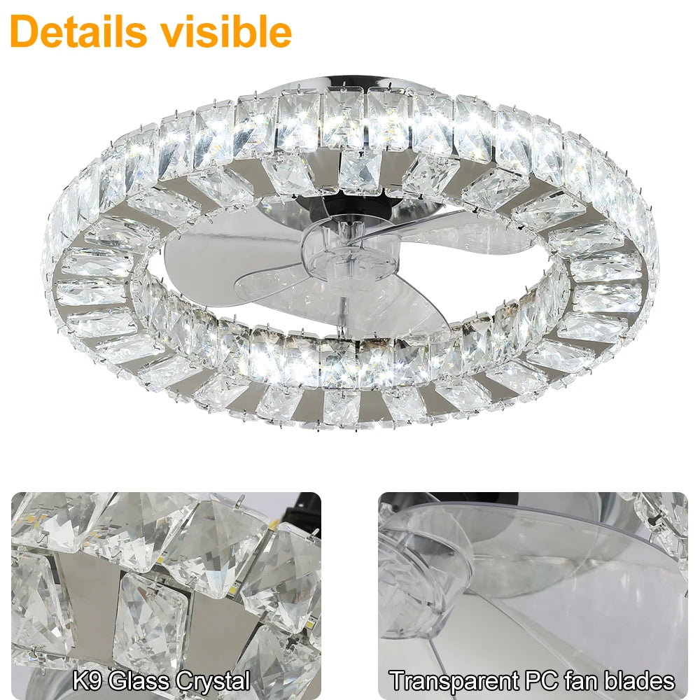 Modern Crystal Ceiling Fan Chandelier with remote