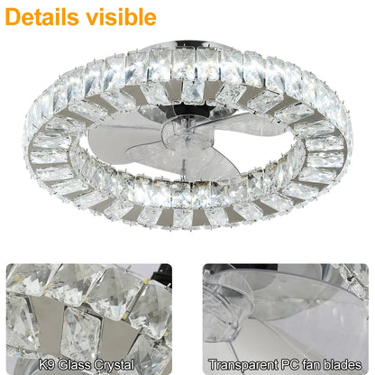 Modern Crystal Ceiling Fan Chandelier with remote