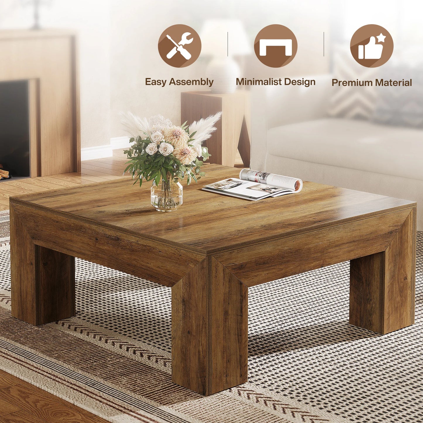 Farmhouse Square Wood Coffee Table