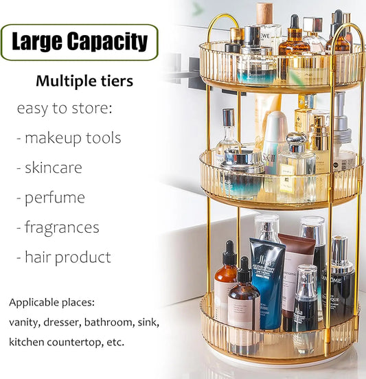 3-Tier Rotating Makeup Organizer Storage Rack