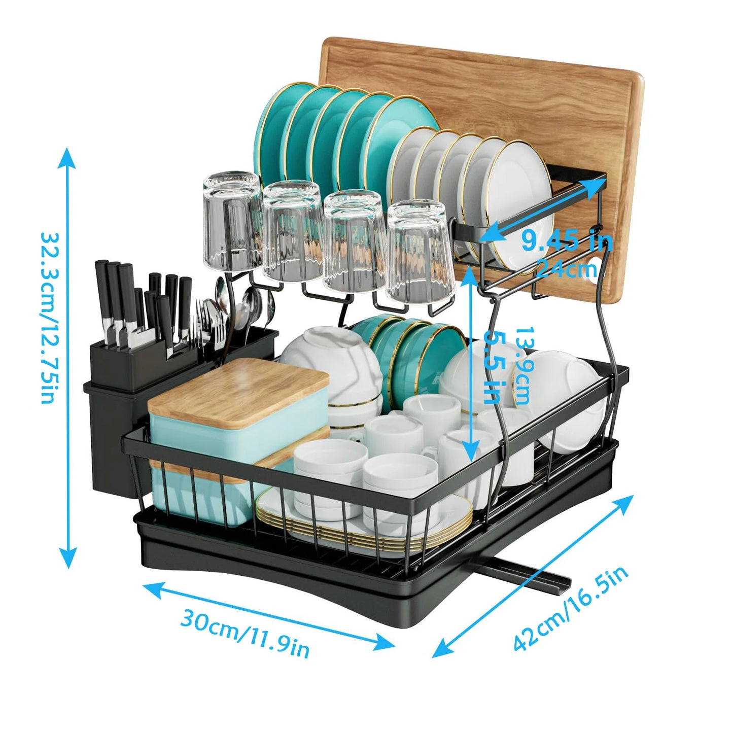 Two Tier Kitchen Countertop Dish Drying Rack