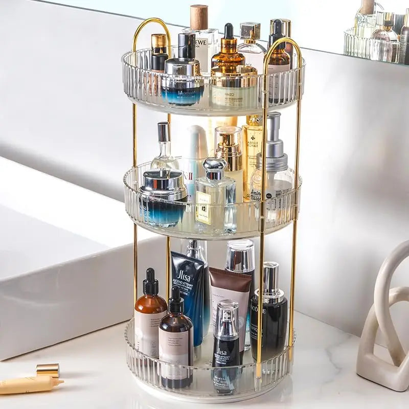 3-Tier Rotating Makeup Organizer Storage Rack
