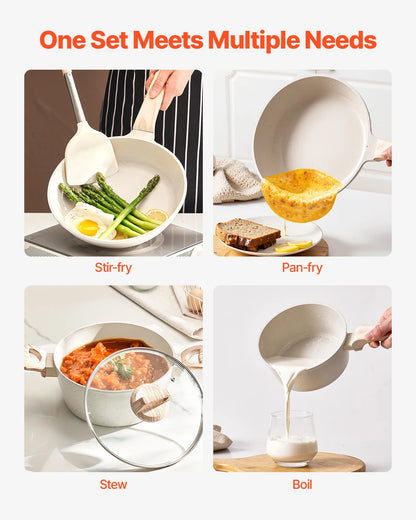 17 Piece Granite Nonstick Induction Cookware Set Pots and Pans