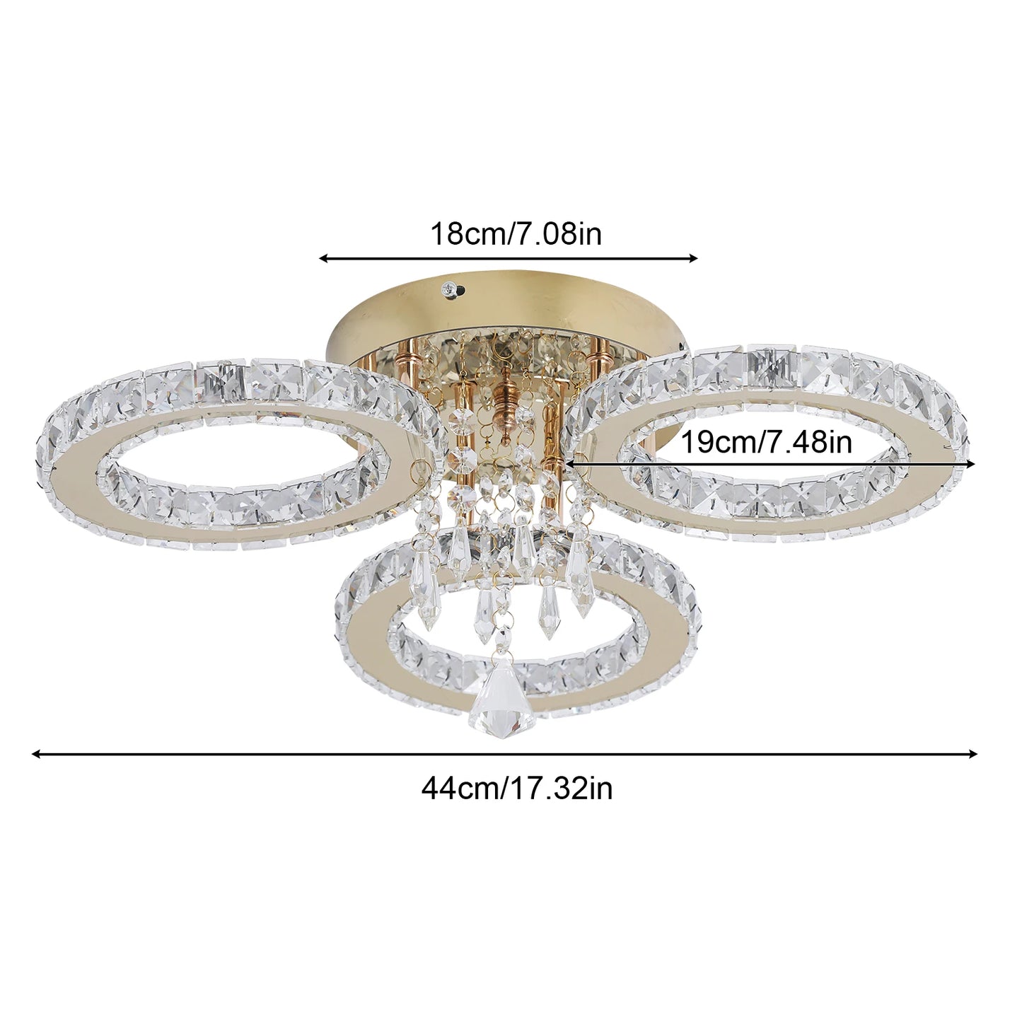 Modern Gold Crystal LED Ring Chandelier Light