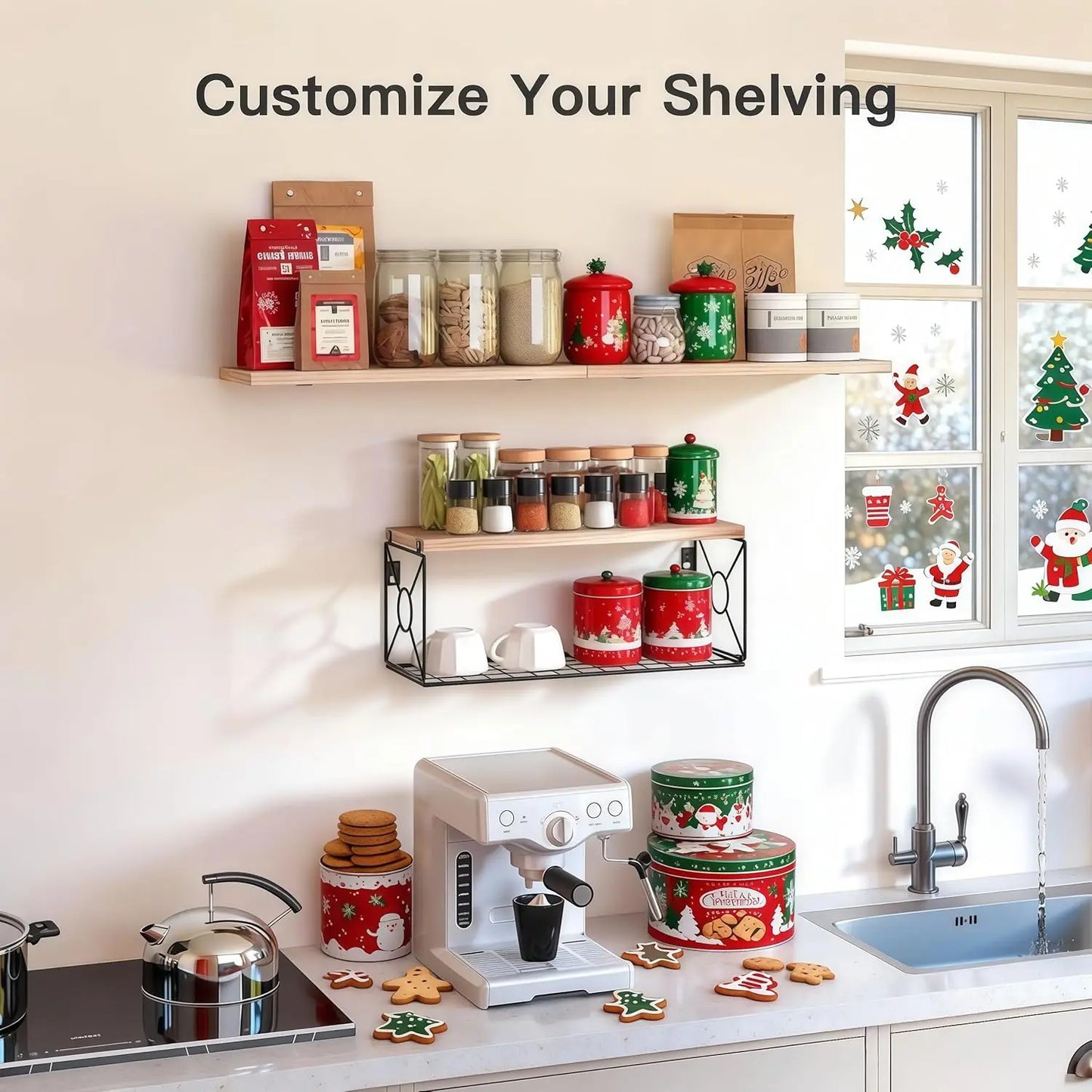 Over Toilet Floating Shelves with Storage Basket