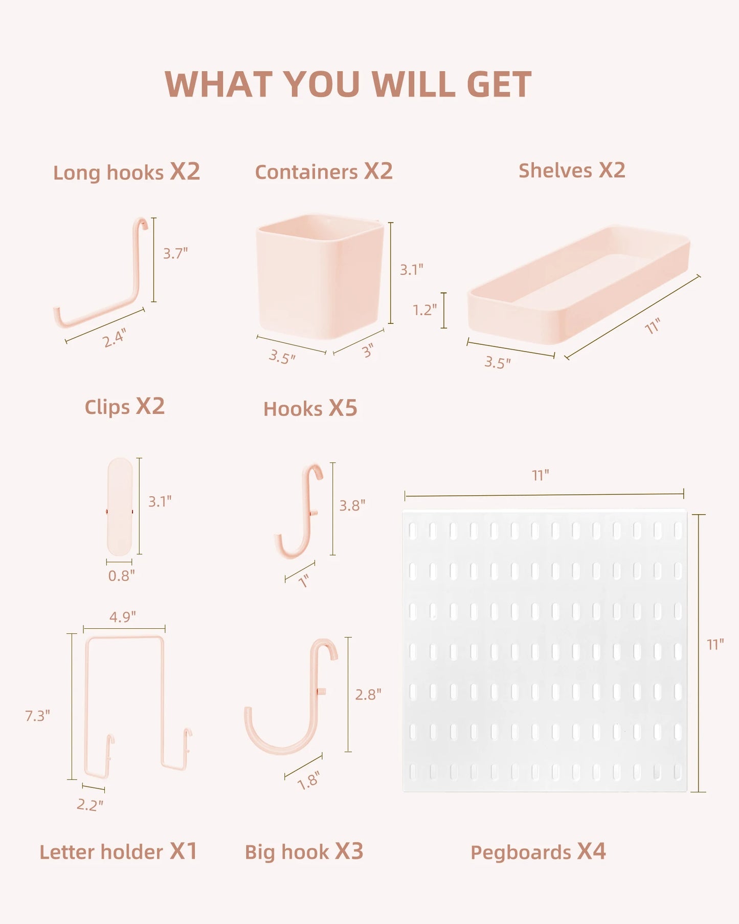 4-Piece Pegboard Wall Organizer Storage Set