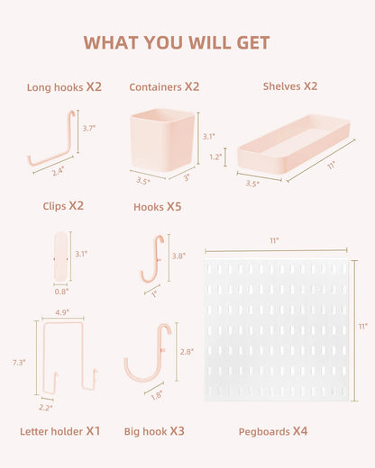 4-Piece Pegboard Wall Organizer Storage Set