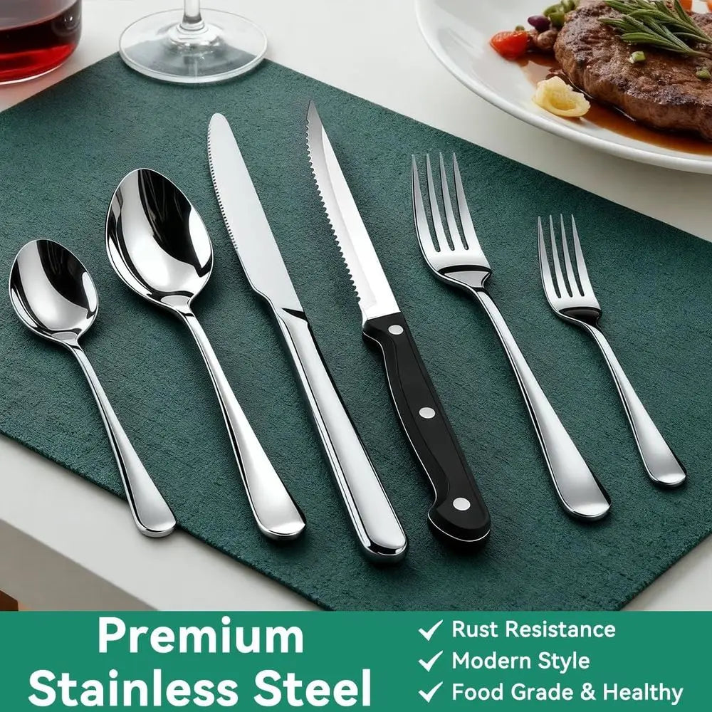 49 Piece Stainless Steel Silverware Set with Organizer