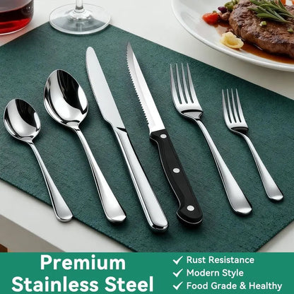 49 Piece Stainless Steel Silverware Set with Organizer