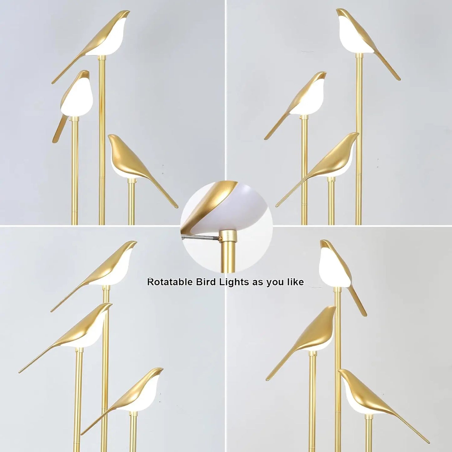 Modern Gold Bird Floor Lamp with Shelf