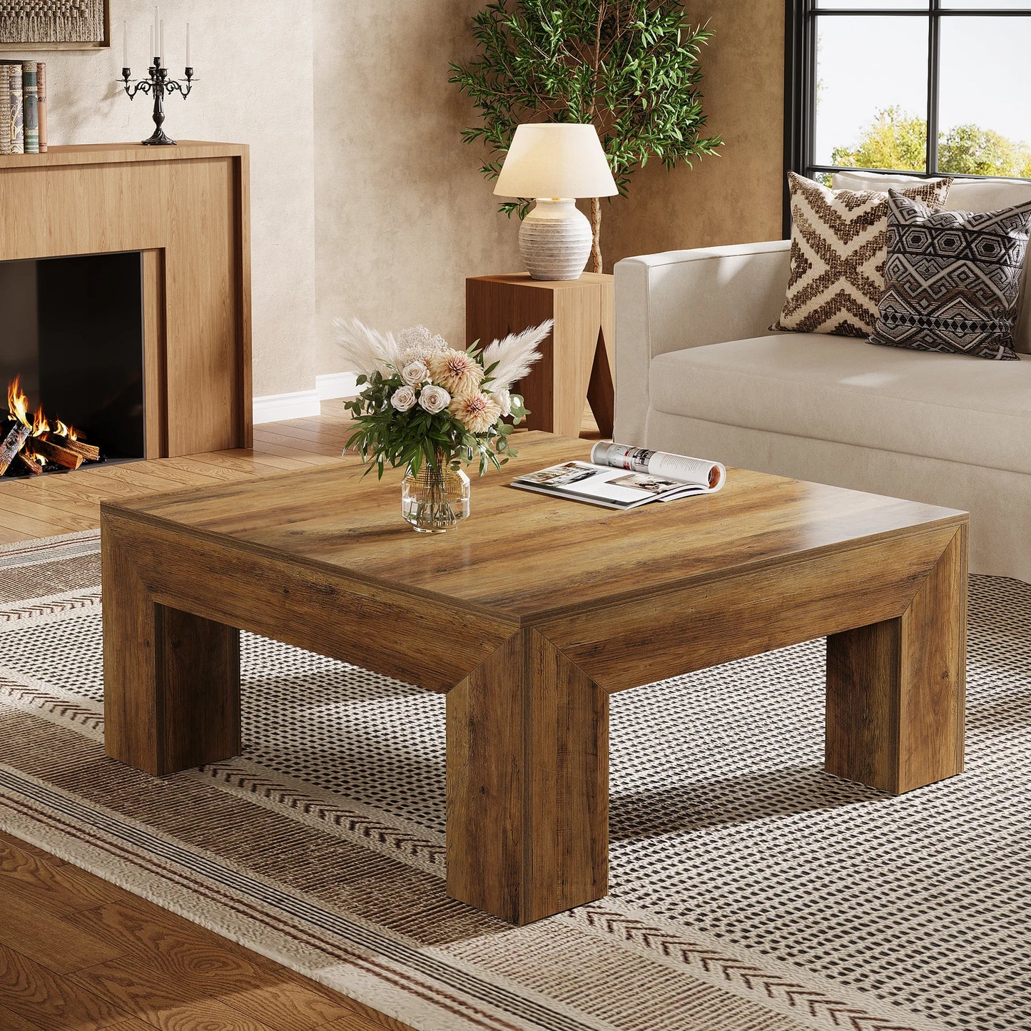 Farmhouse Square Wood Coffee Table