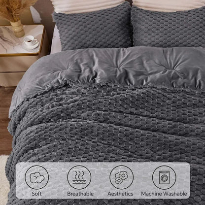 Fluffy Queen Comforter Set Soft Luxury Bedding