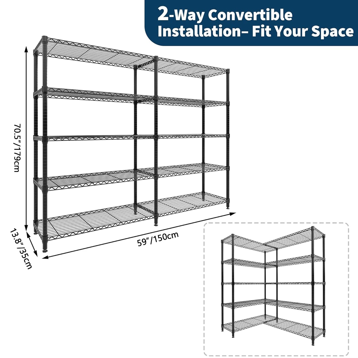 Heavy Duty Adjustable 5-Tier Garage Storage Shelving