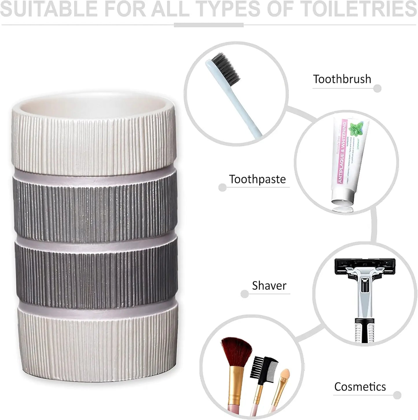 Modern Gray Bathroom Accessories Set Organizer