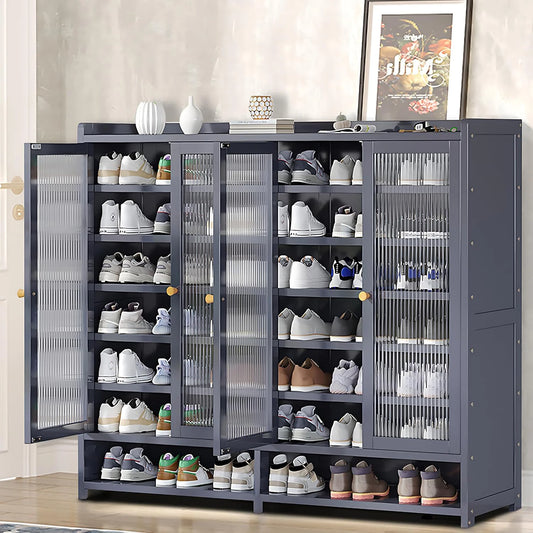 Bamboo Shoe Storage Organizer with Acrylic Door