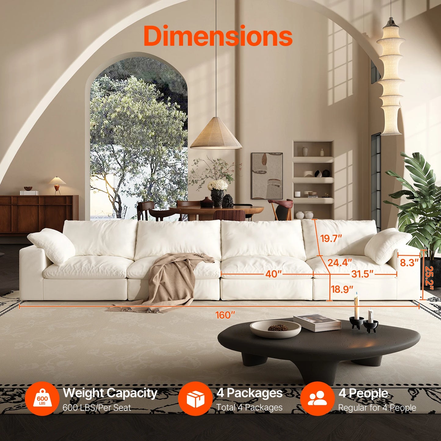 Oversized Modular Cloud Sectional Sofa with Ottoman