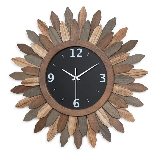 Boho Sunburst Wooden Wall Clock