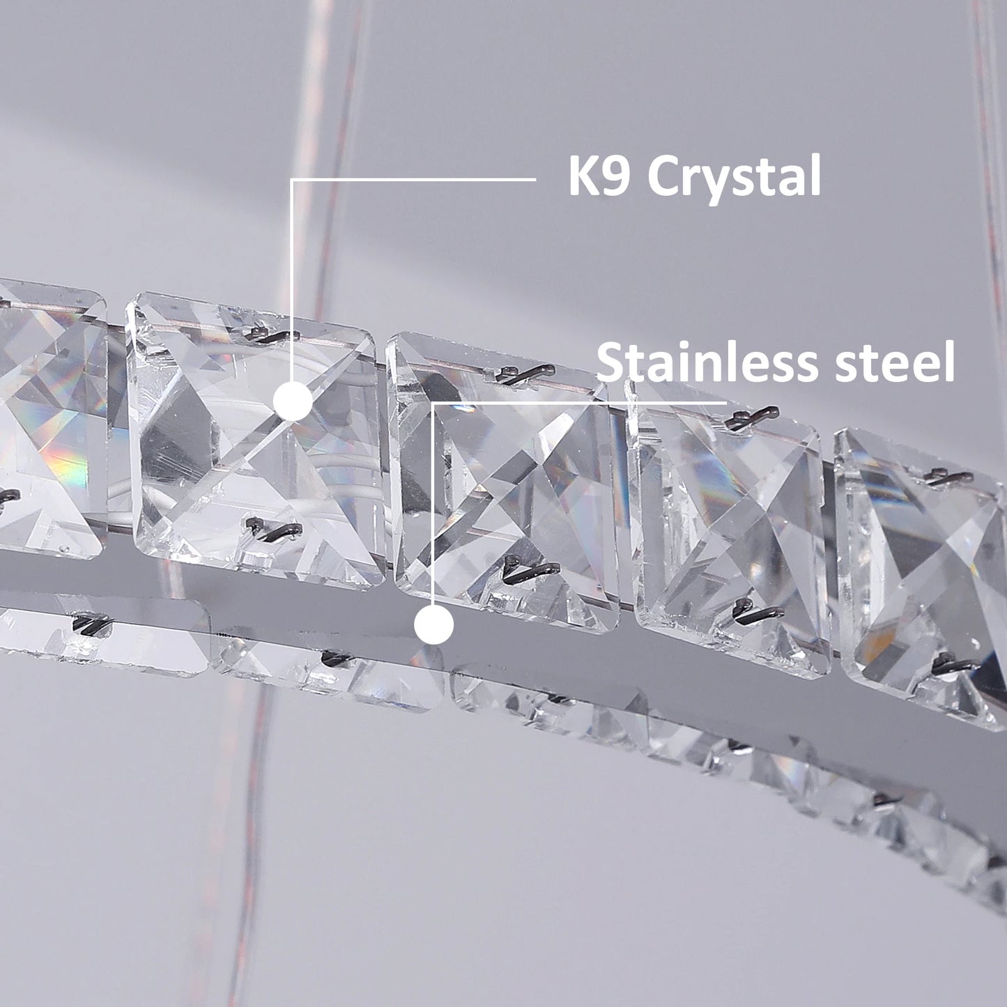 Modern Crystal Ring Chandelier with 3 LED Rings