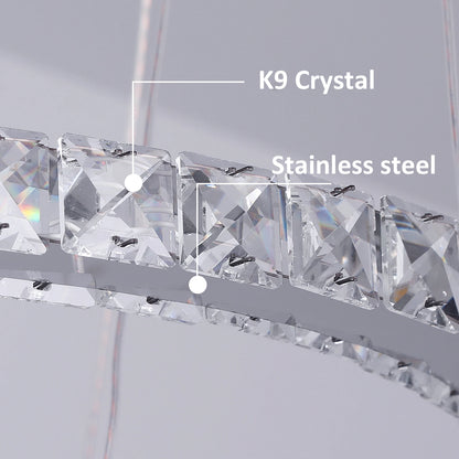 Modern Crystal Ring Chandelier with 3 LED Rings