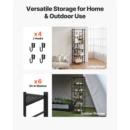 Foldable Rolling 5-Tier Metal Storage Shelf Rack