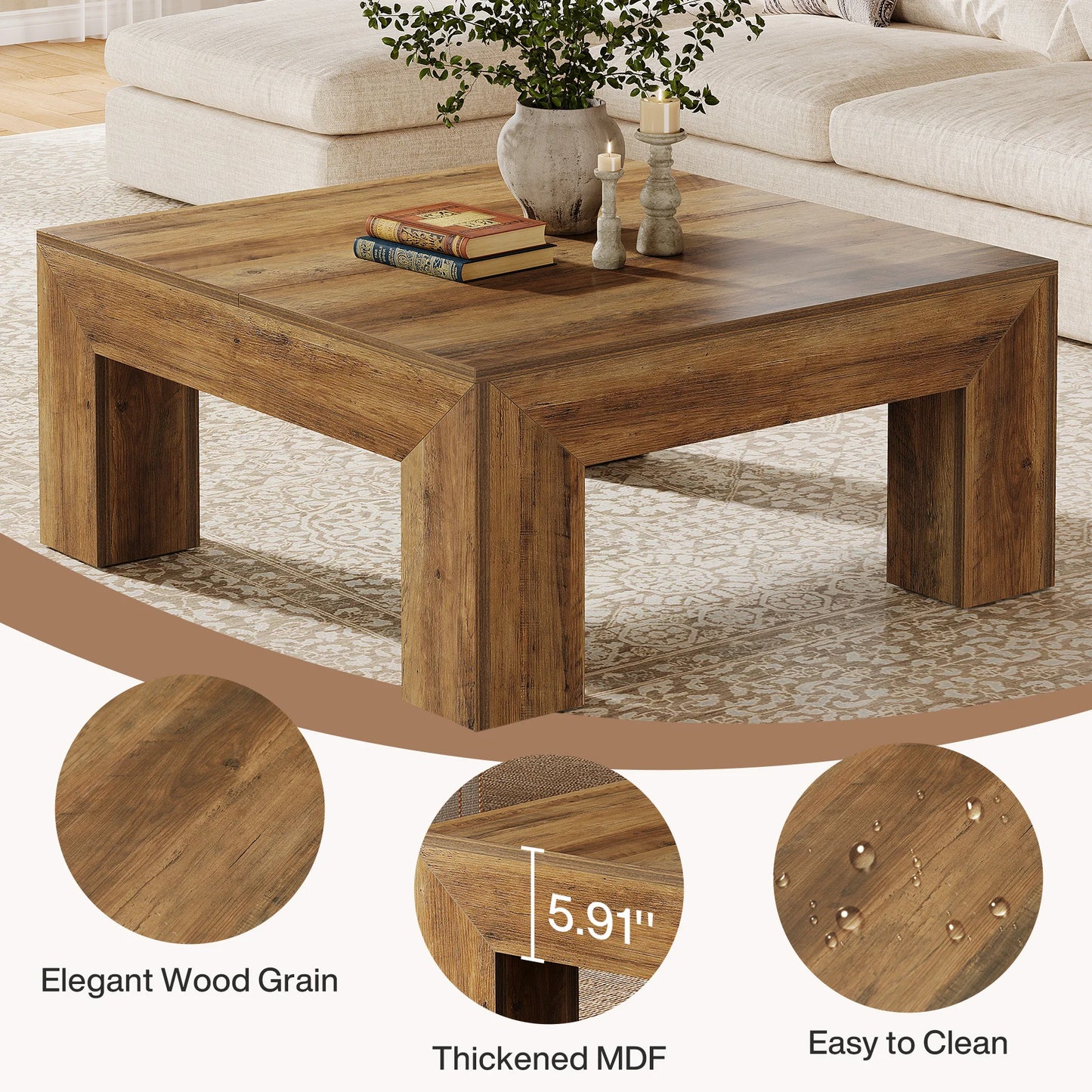 Farmhouse Square Wood Coffee Table