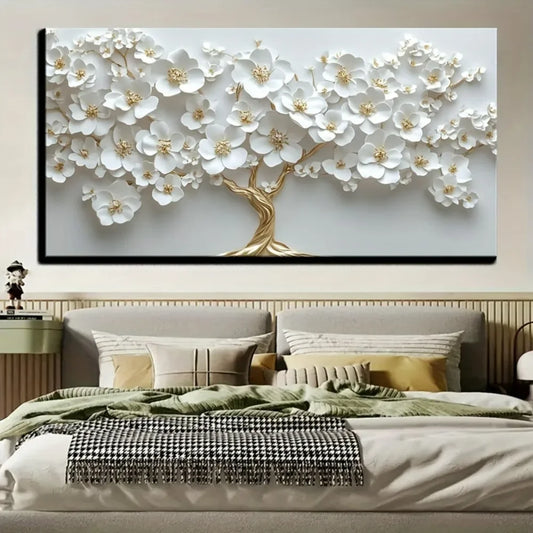 Nordic White Flower Framed Canvas Wall Art
