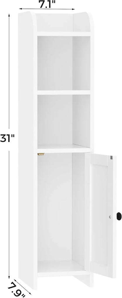Slim Bathroom Storage Cabinet with Shelves and Door