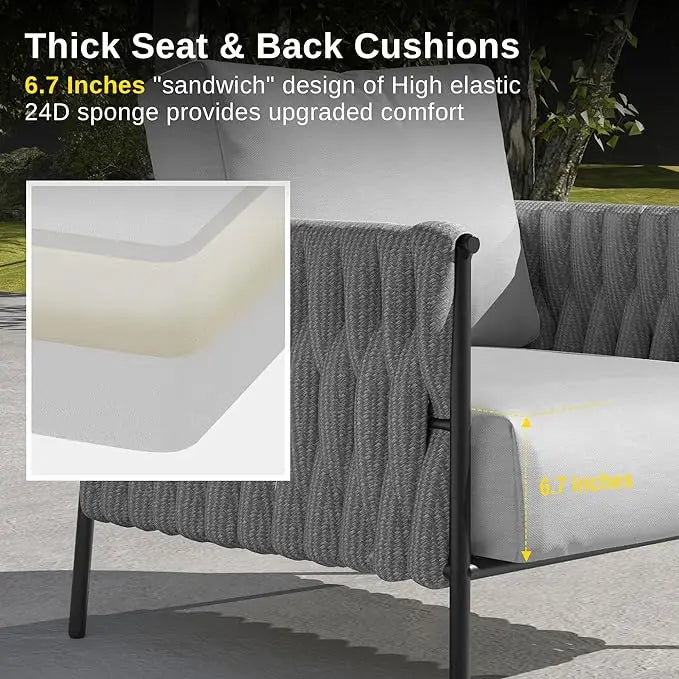 4 Piece Outdoor Patio Conversation Set with Coffee Table