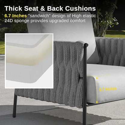 4 Piece Outdoor Patio Conversation Set with Coffee Table
