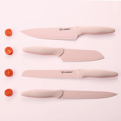 Aurora Pink Titanium Kitchen Knife Block Set