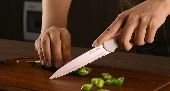 Aurora Pink Titanium Kitchen Knife Block Set