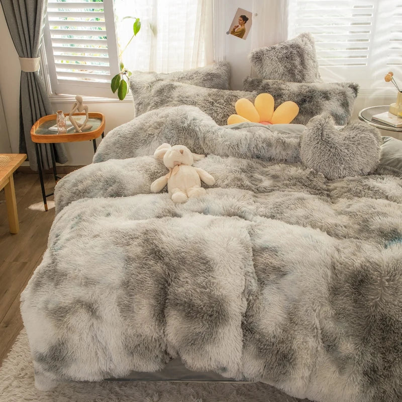 Luxury Plush Crystal Velvet 4 Piece Duvet Cover Bedding
