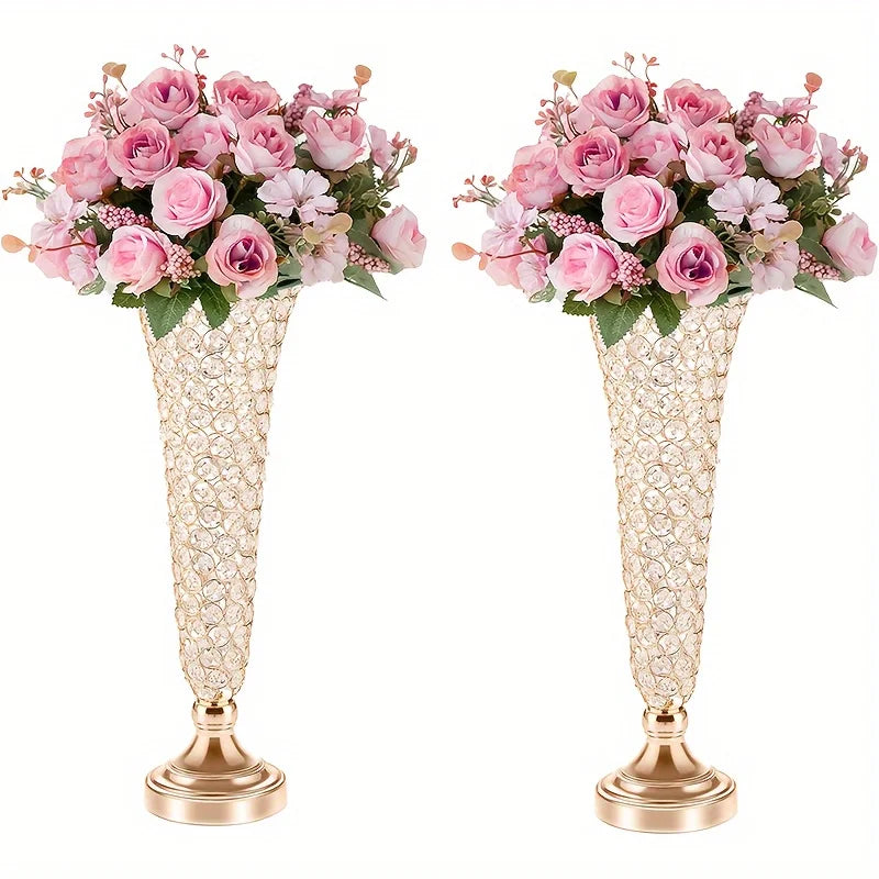 Crystal Table Vases -Set of 2 (20" Tall)