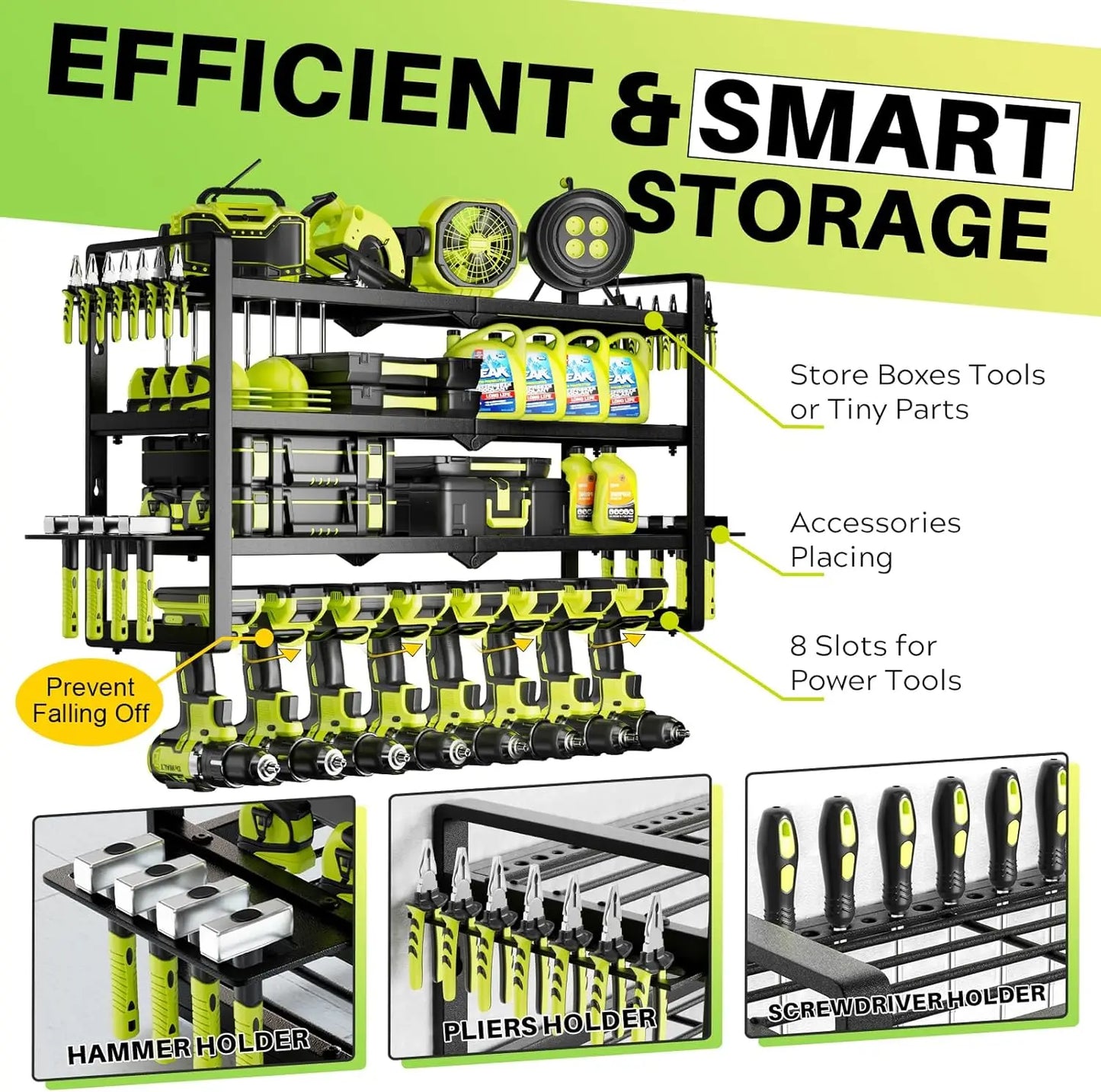 Wall Mount Power Tool Organizer with Drill Holder