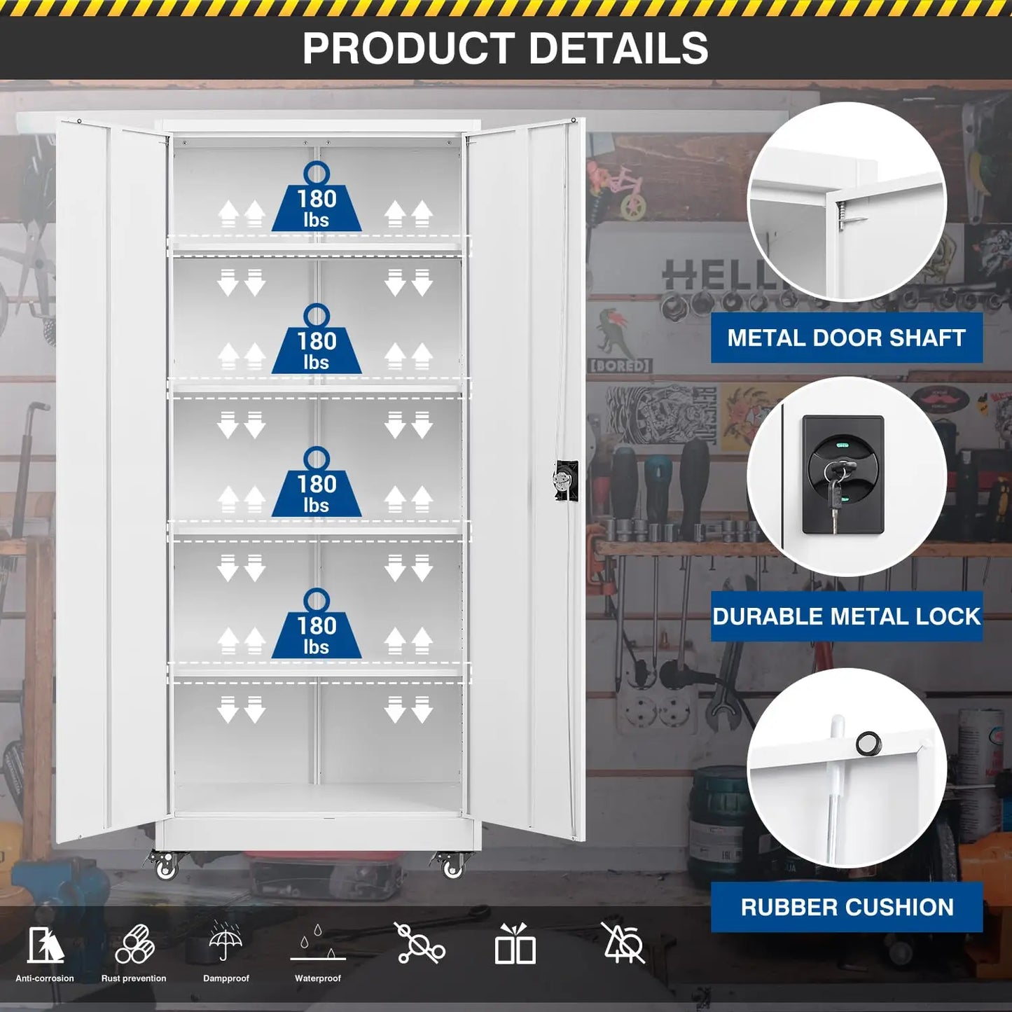 Heavy Duty Rolling Garage Cabinet with Lock