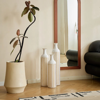 Modern Metal Floor Vase Set (3-piece) - Sculpture Drop Design