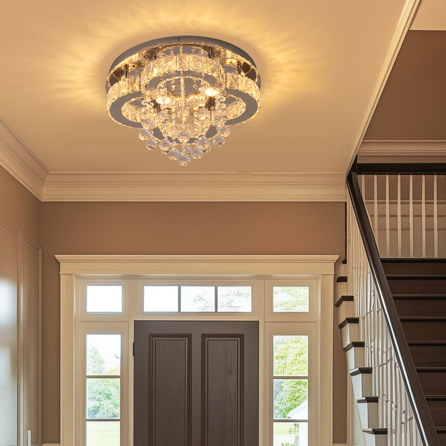 Luxury Crystal Flush Mount Ceiling Chandelier Light